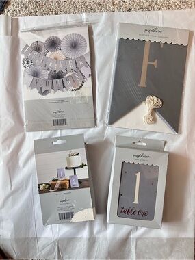 Paperlove Silver 'Forever Yours' Banner & Table Numbers Party Kit